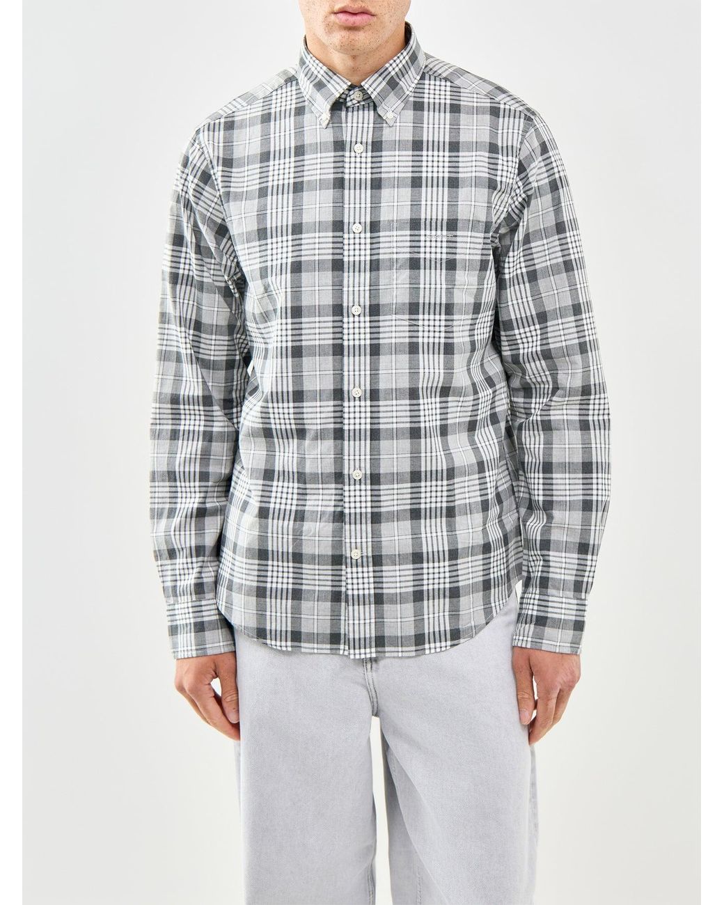 Gant Gray Poplin Melange Check Shirt for men