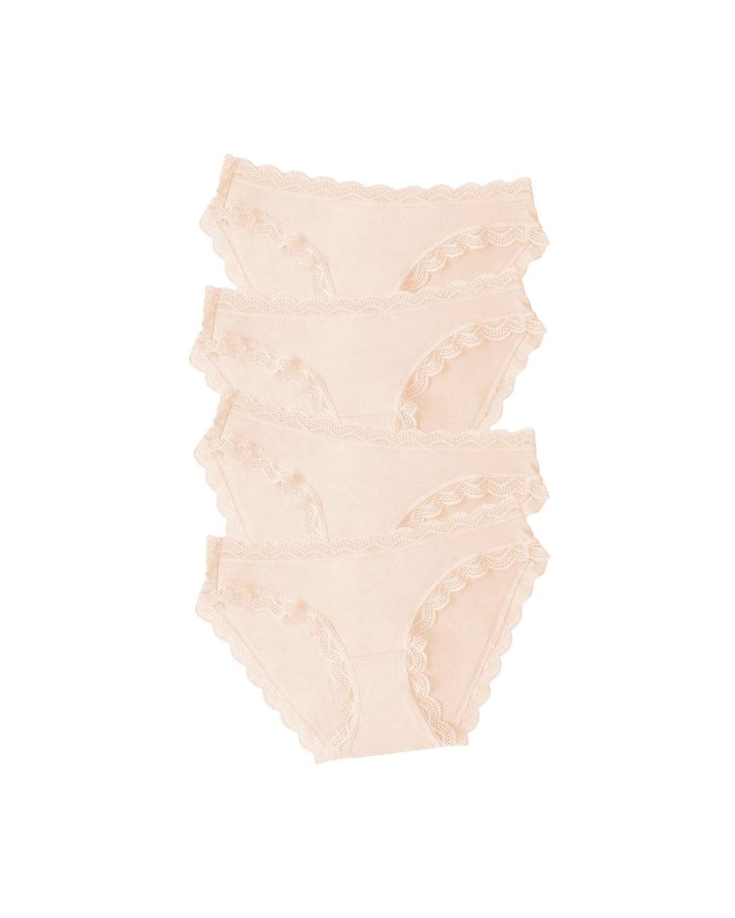 Stripe & Stare White Original Knicker 4 Pack Nude