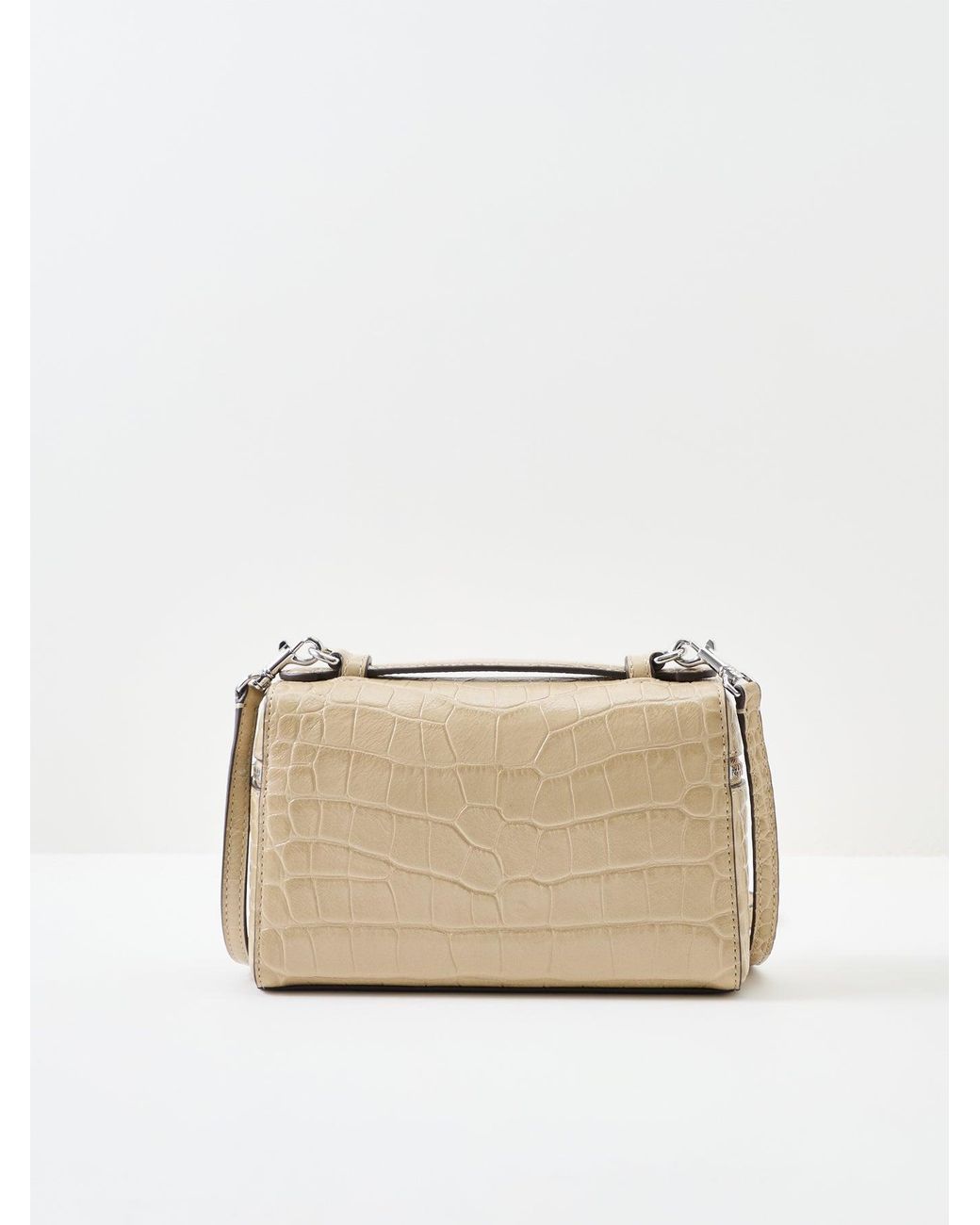 Tory Burch Natural Romy Embossed Slim Top Handle Crossbody Bag Tan