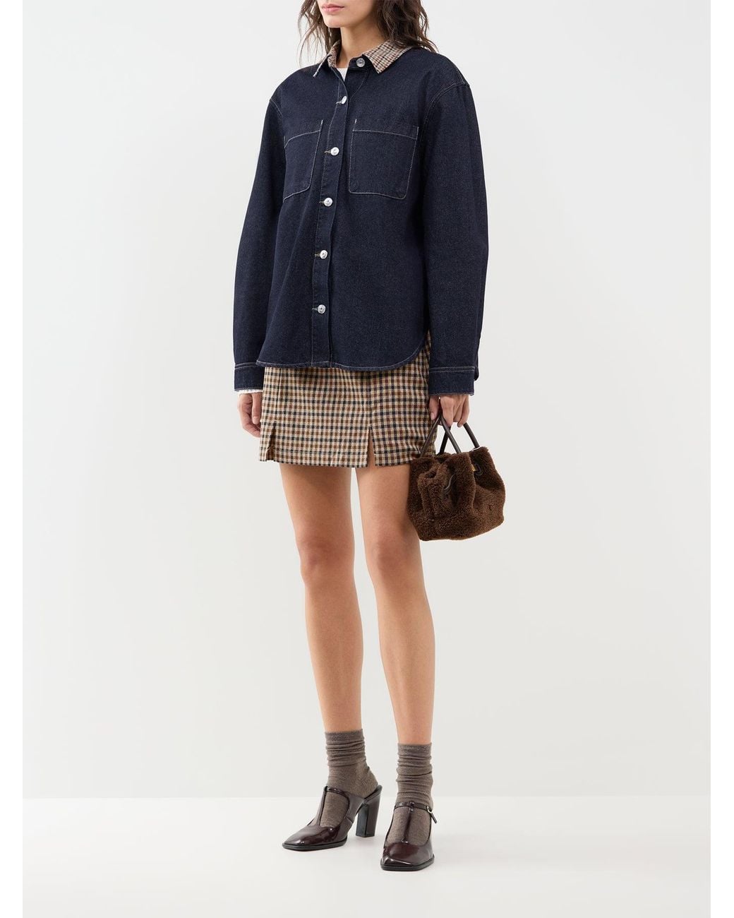ONLY Blue Vera Check Denim Shirt –