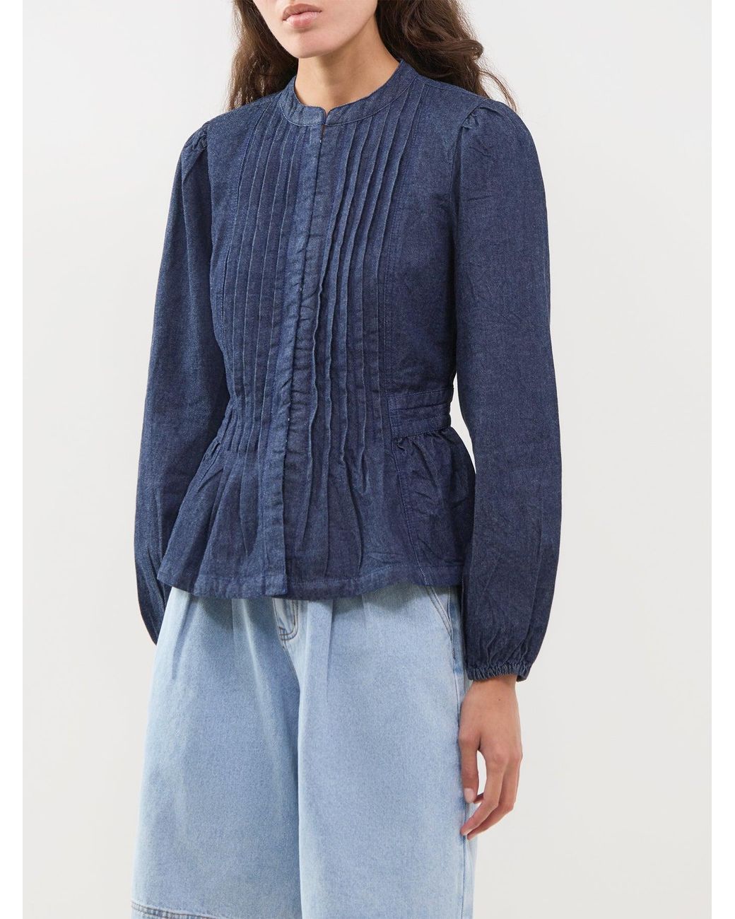 Nobody's Child Blue Cotton Tillie Denim Blouse
