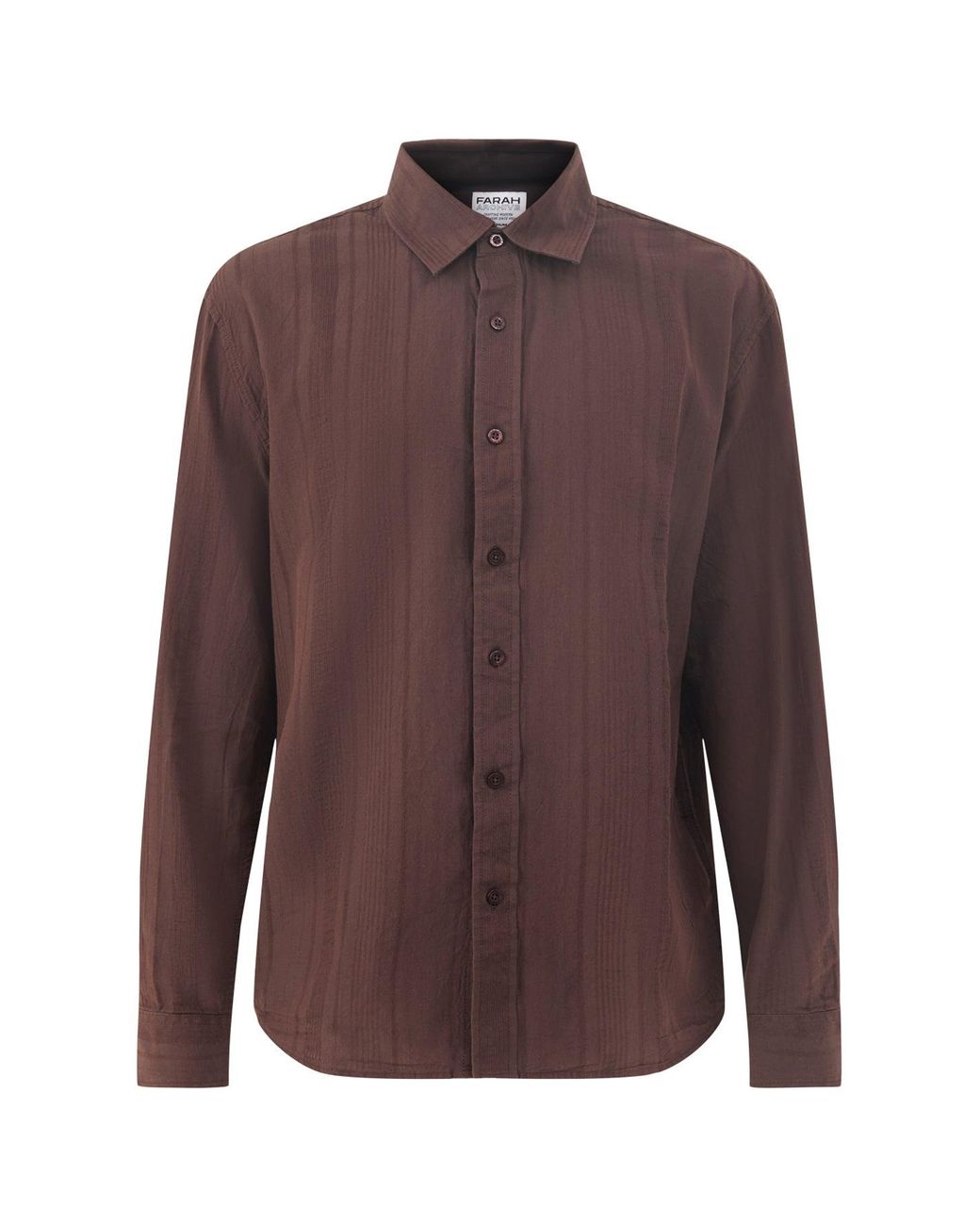 Farah Brown Lubbock Stripe Long Sleeve Shirt for men