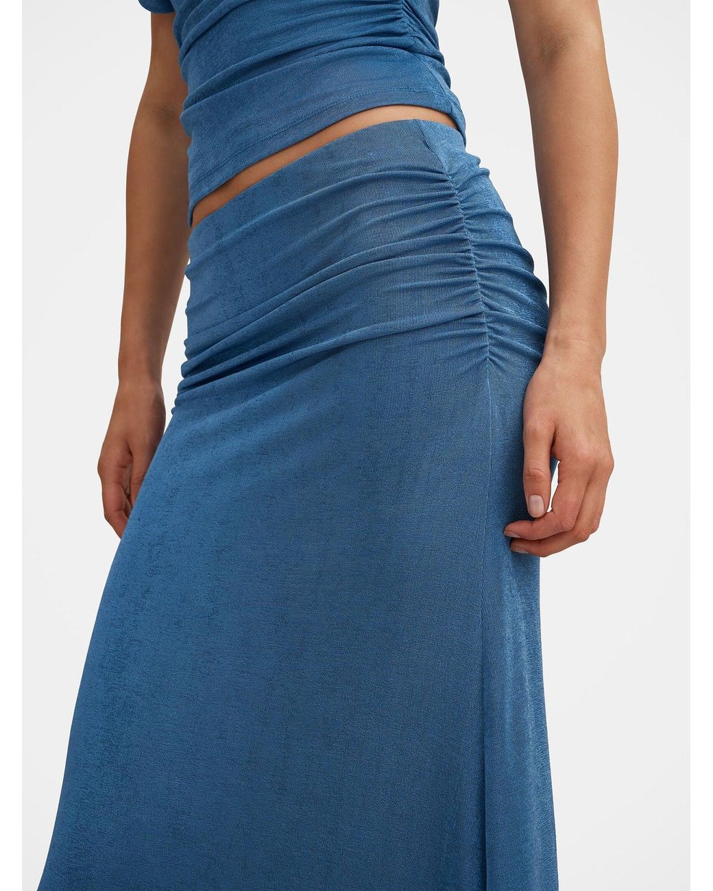 Forever New Blue Arabella Flute Maxi Skirt