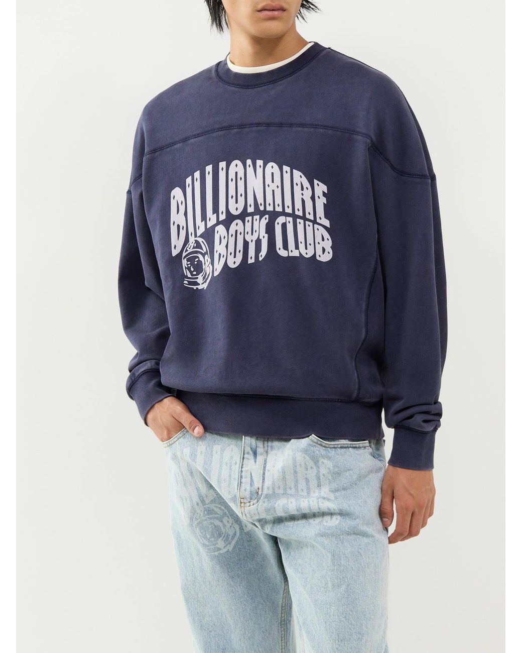 BBCICECREAM Blue Washed Arch Logo Sweatshirt for men