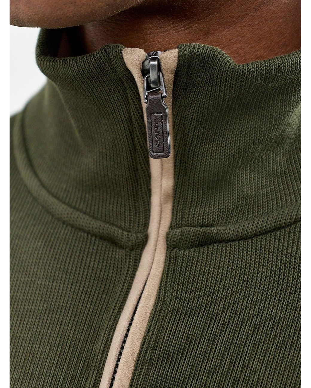 Gant Green Sacker Rib Half-Zip Sweatshirt for men