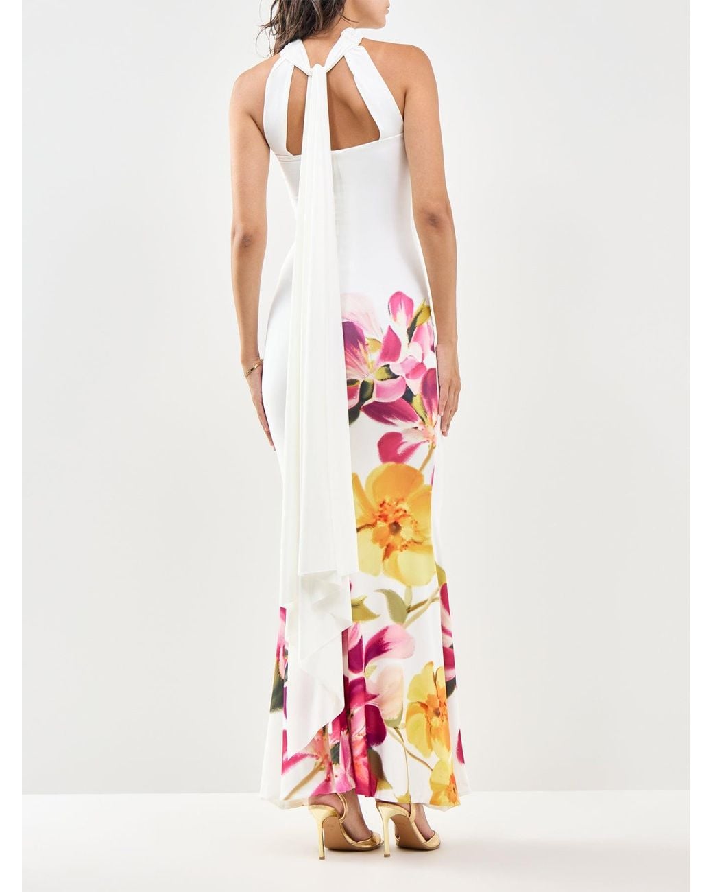 Club L London Pink Brooke Floral Bandeau Maxi Dress