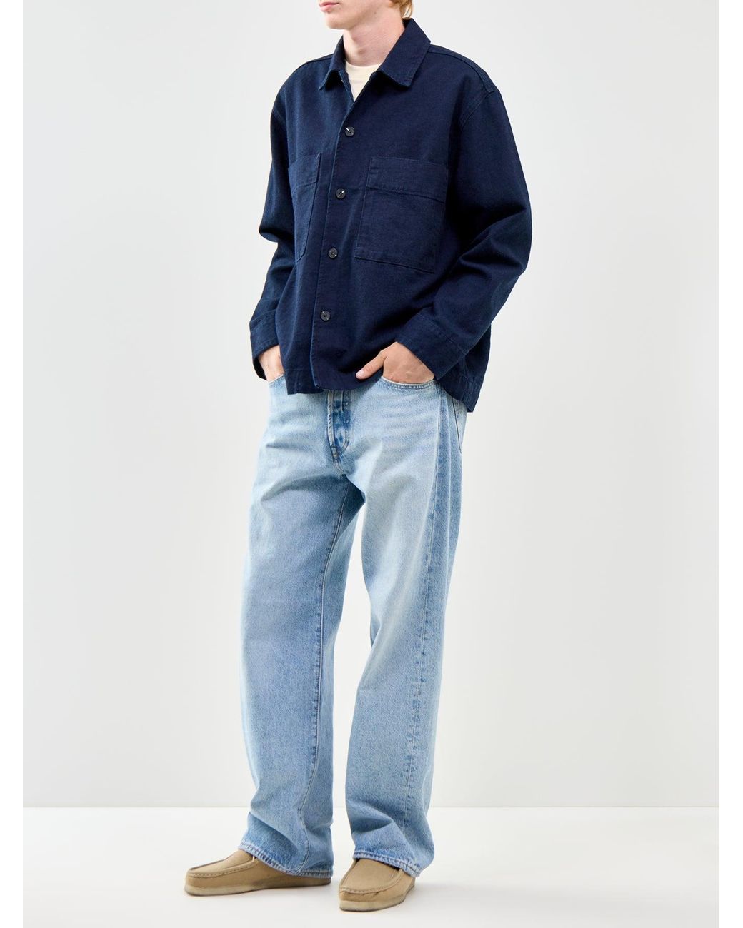 SELECTED Blue Relaxed Fit Denim Overshirt for men