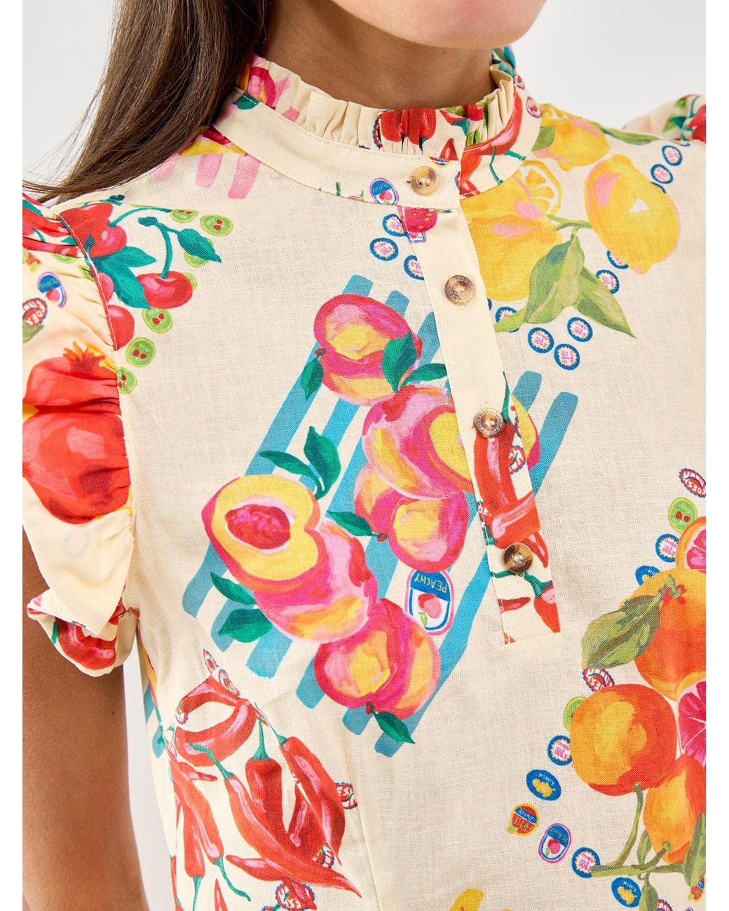 Never Fully Dressed White Fruit Sticker Remi Dress