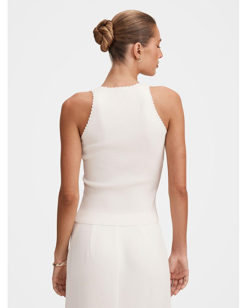 Forever New White Bree Crochet Detail Knit Tank Top