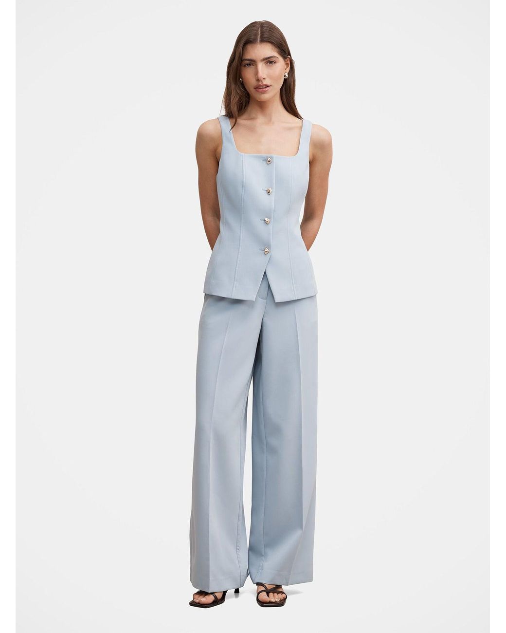 Forever New Blue Lee Square Neck Waistcoat