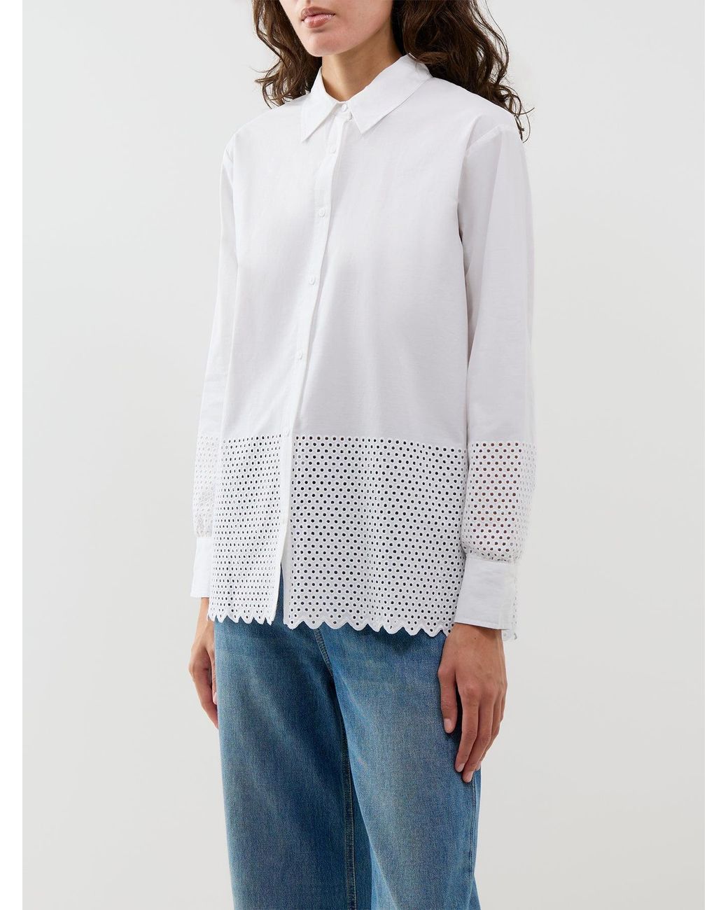 Soya Concept White Hakima 1 Perforated Detail Shirt