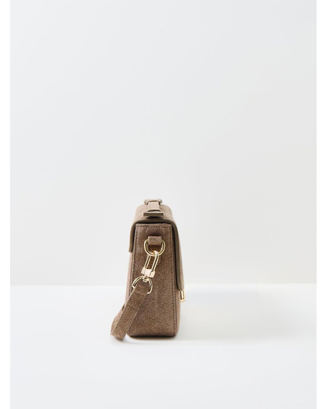 Apatchy London Brown Flora Suede Top Handle Crossbody Bag