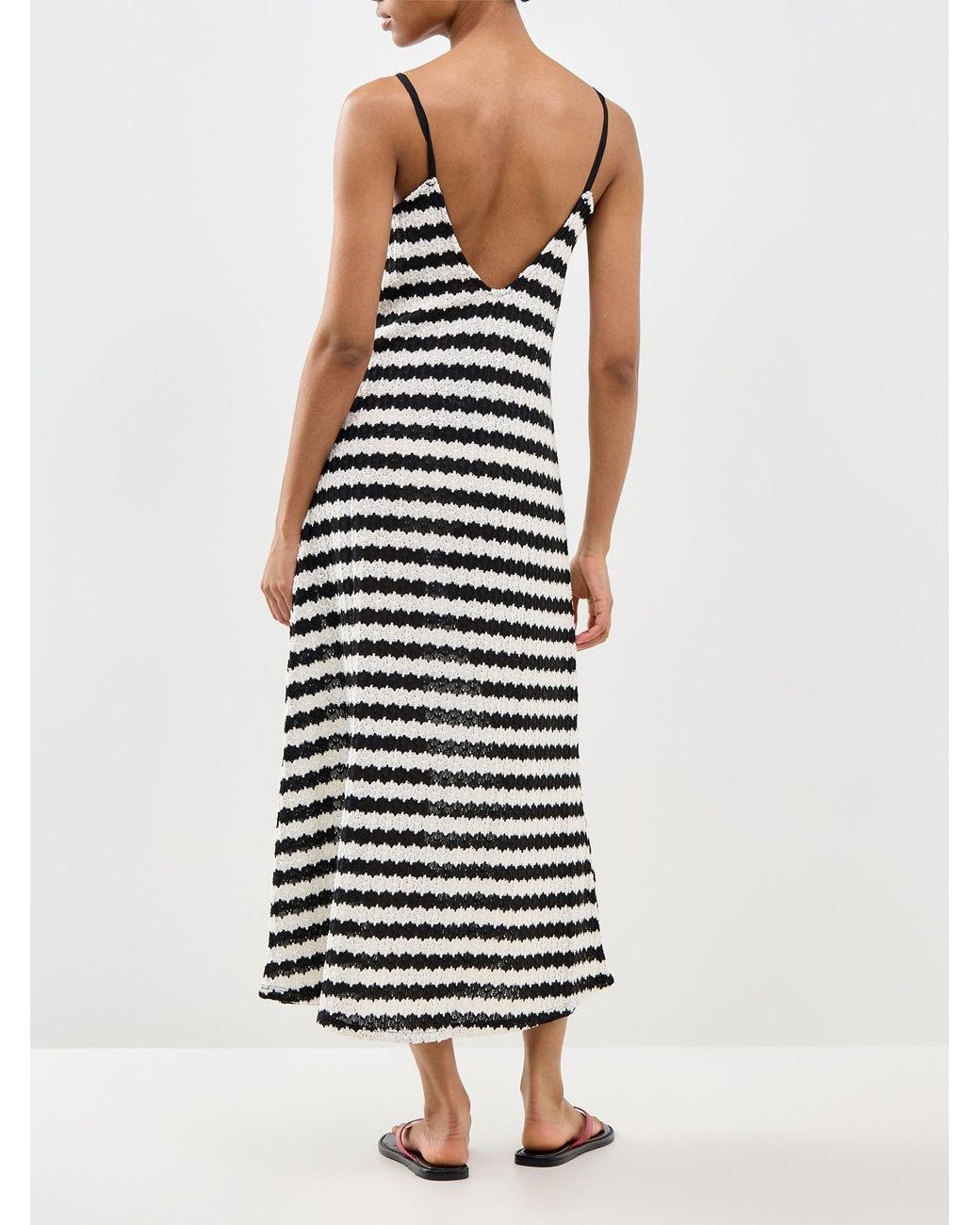 ONLY White Evara Sleeveless Stripe Midi Dress Print
