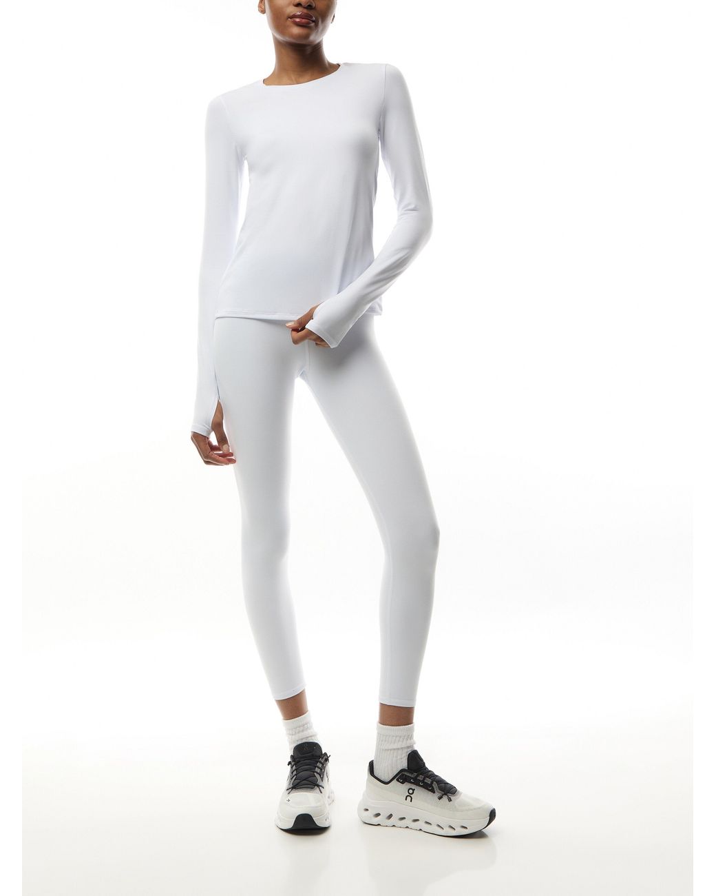 Alo Yoga Alosoft Finesse Long Sleeve Top in White | Lyst UK