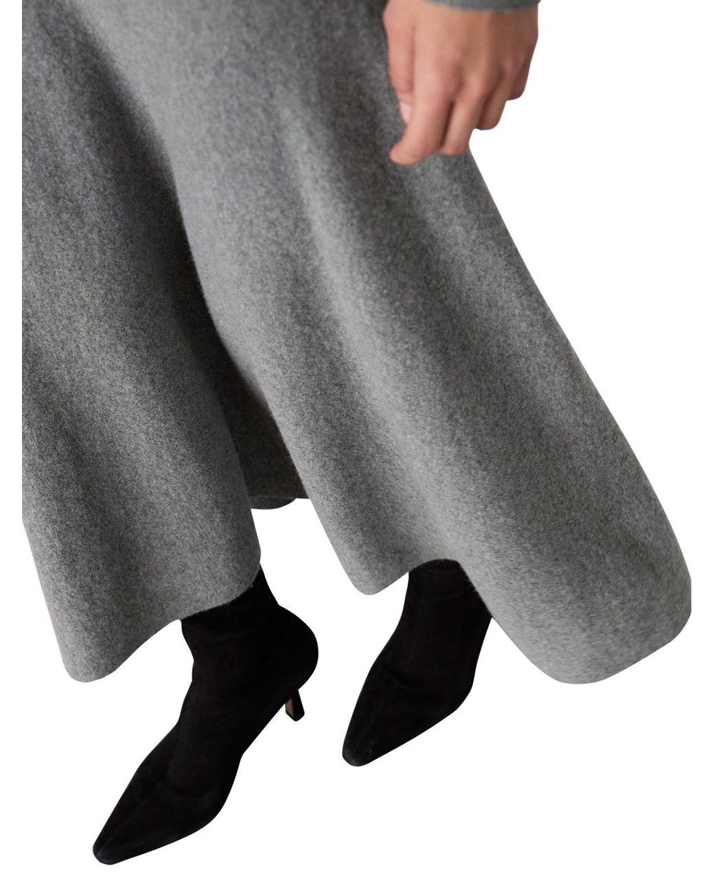 Whistles Gray Knitted Midi Skirt