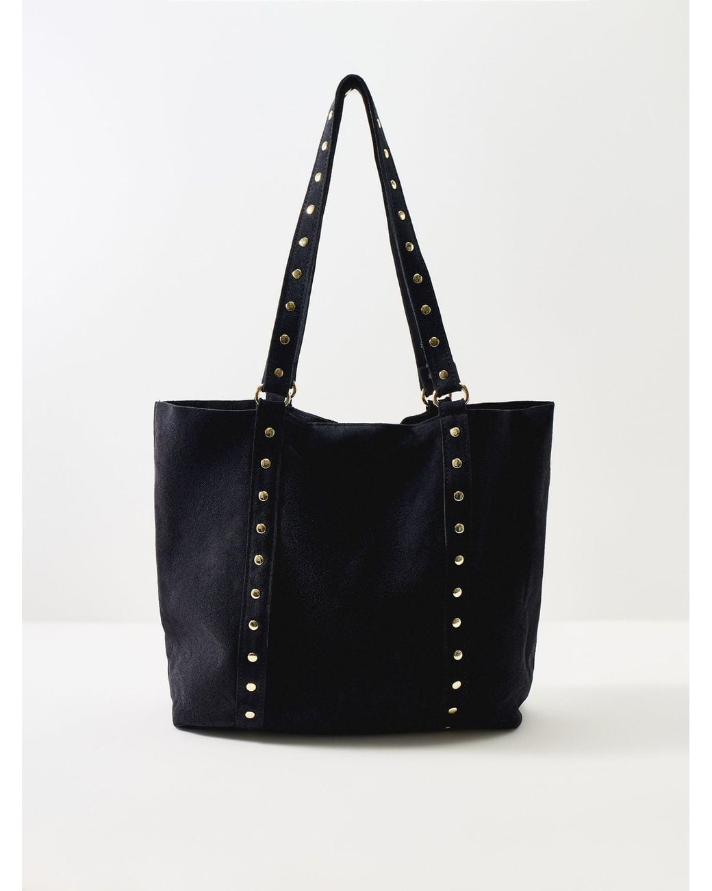 Marlon Black Cornelle Studded Suede Tote Bag