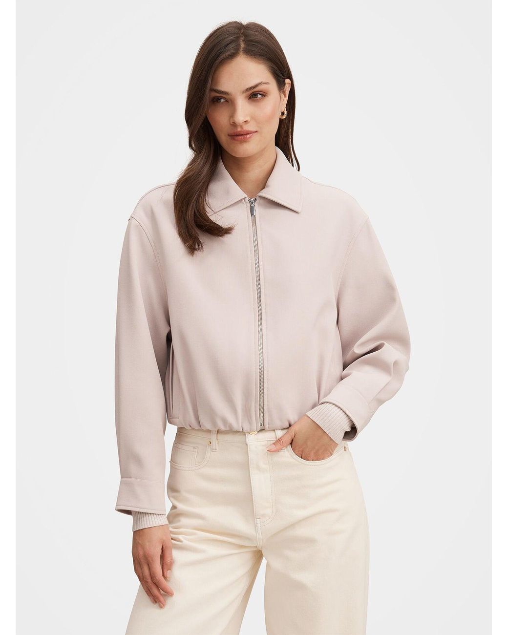 Forever New Pink Alexia Collar Jacket Neutral