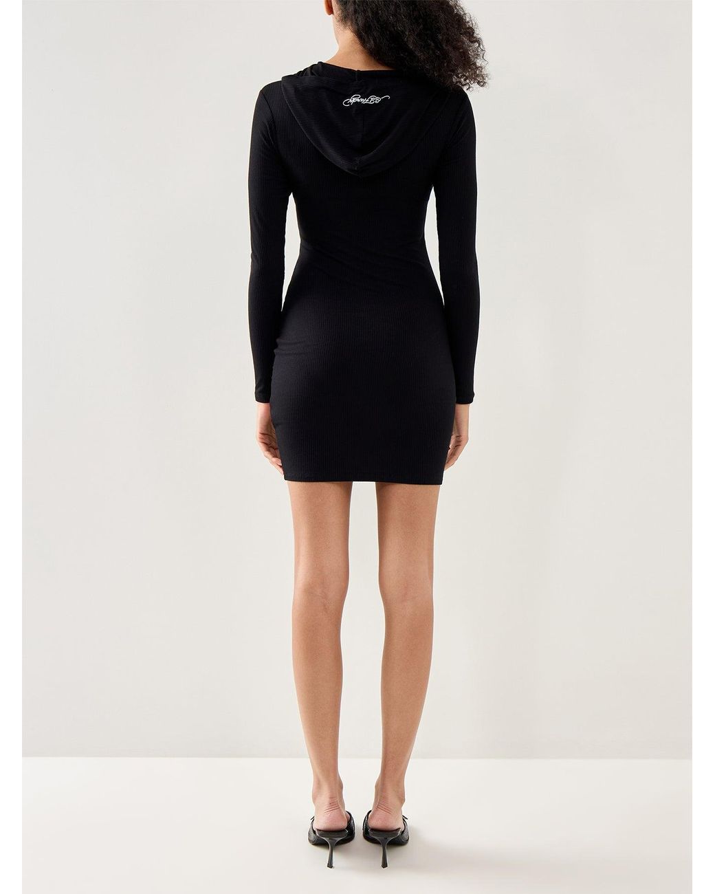Ed Hardy Dragon Hoodie Dress in Black | Lyst UK