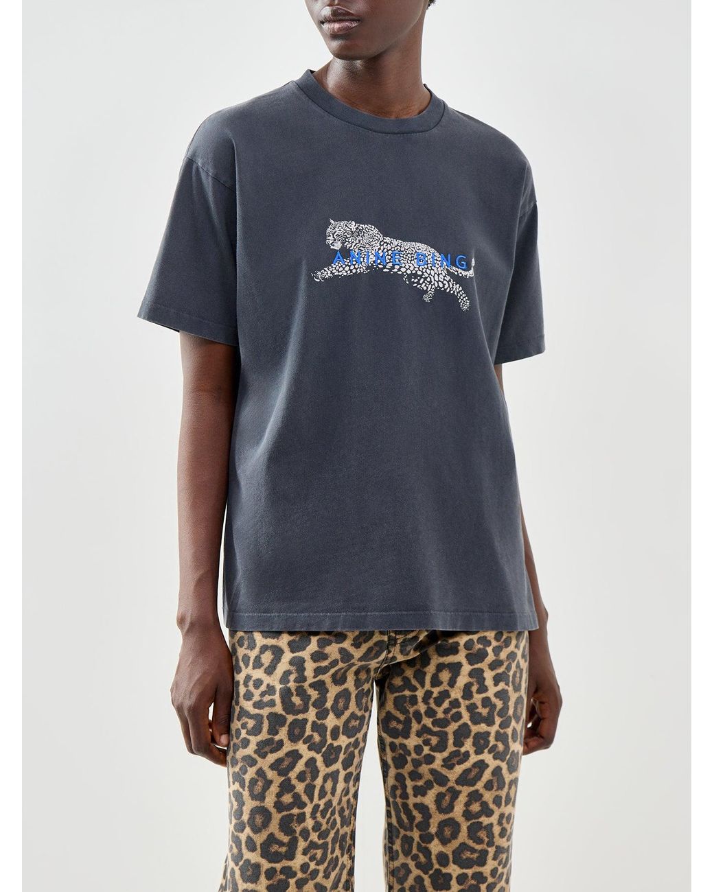 Anine Bing Blue Cade Leopard T-Shirt