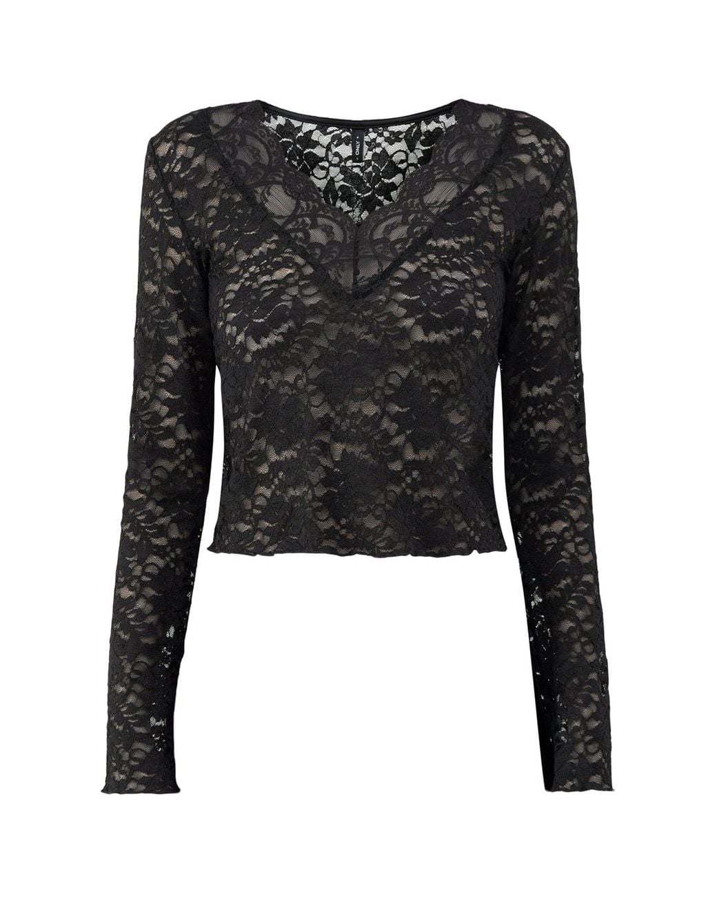 ONLY Black Nikka Long Sleeve Lace Top –