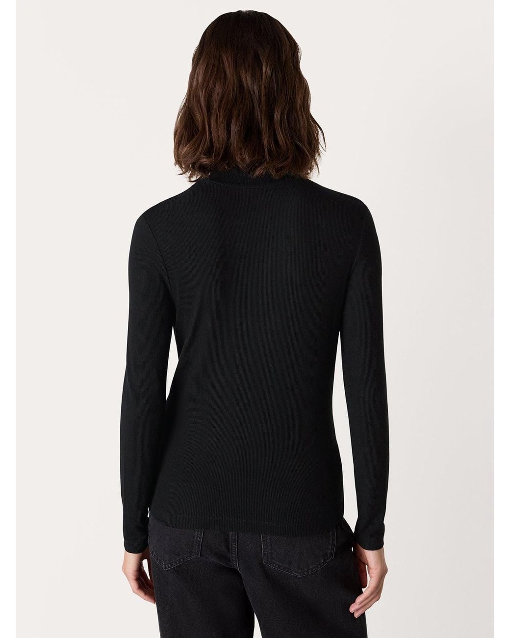 Whistles Black Essential Ribbed Polo Jumper