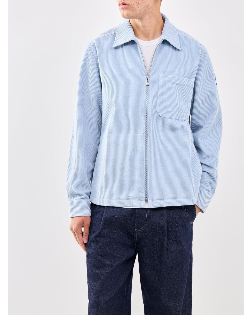 Belstaff Blue Valve Cord Zip Overshirt for men