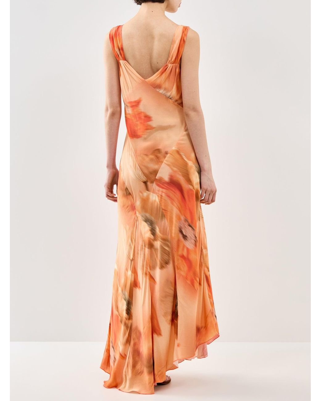 Never Fully Dressed Orange Blurred Floral Sofia Dress