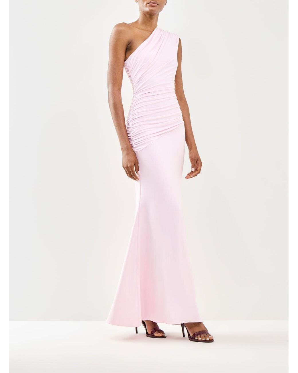 Club L London Pink Mardi One Shoulder Gown