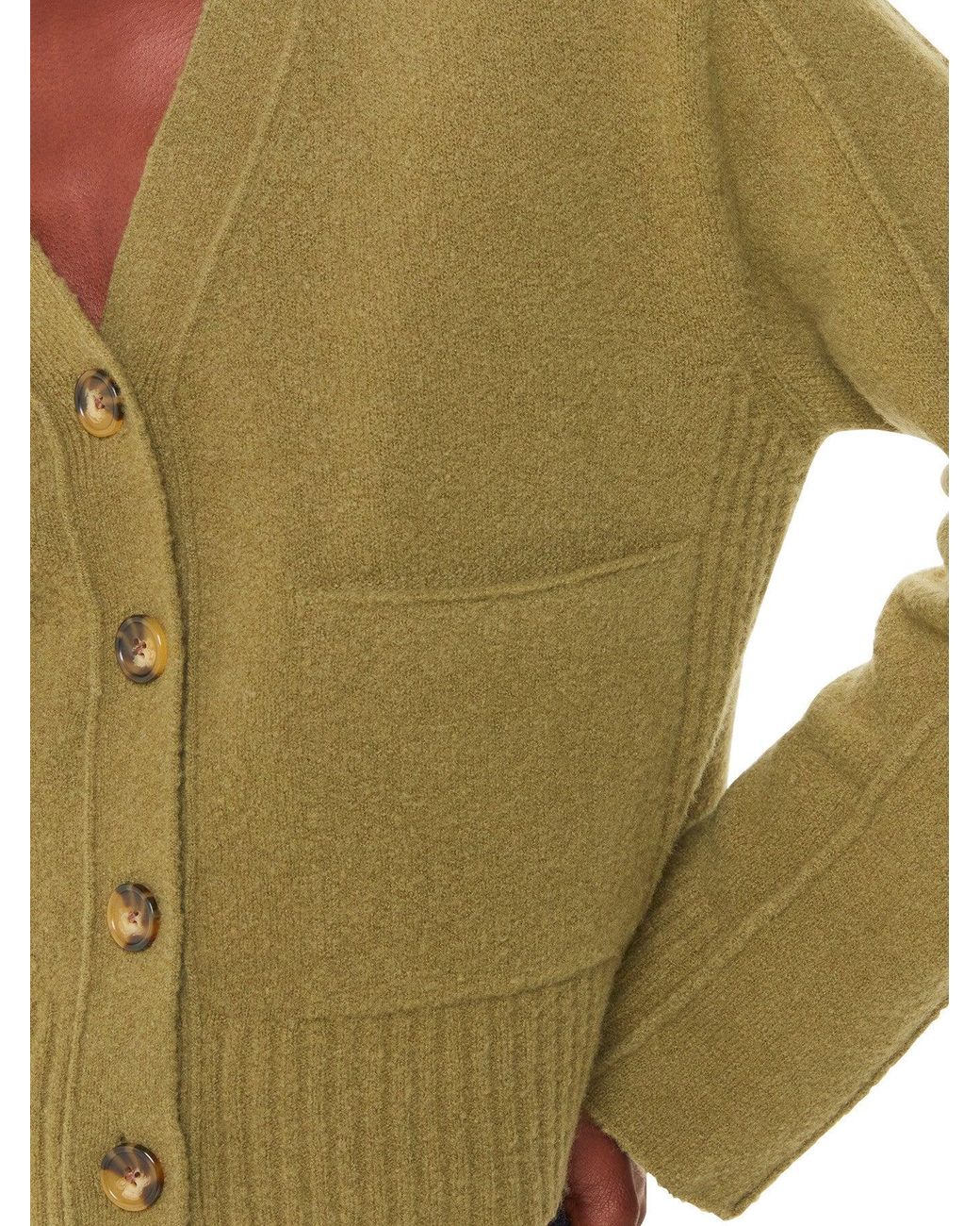 Whistles Green Women's Wool Mix Pocket Cardigan