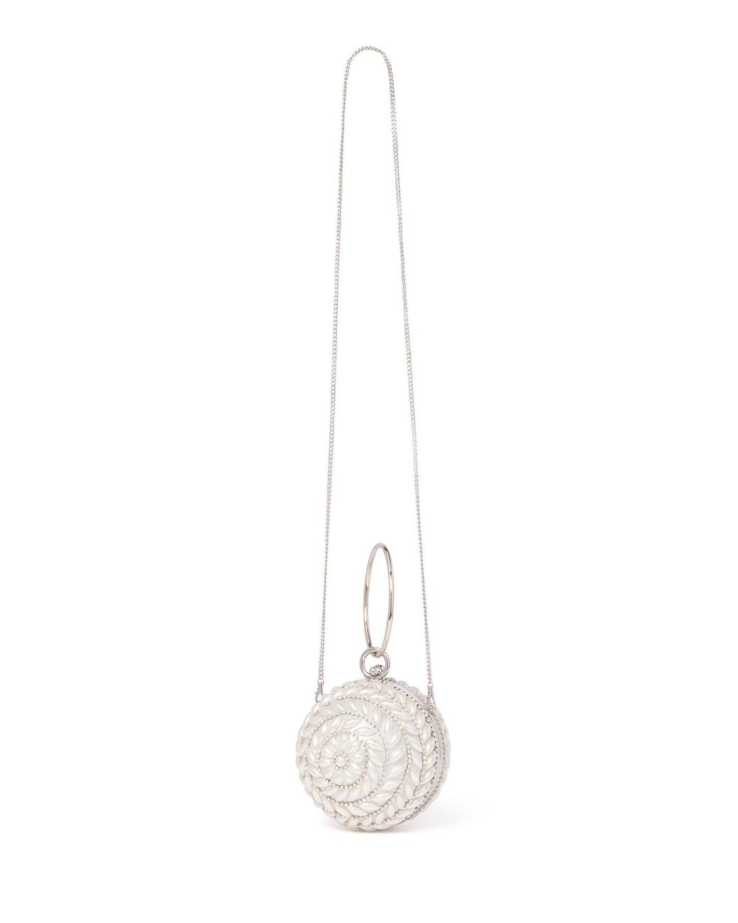 Forever New White Signature Pandora Round Clutch Bag Cream