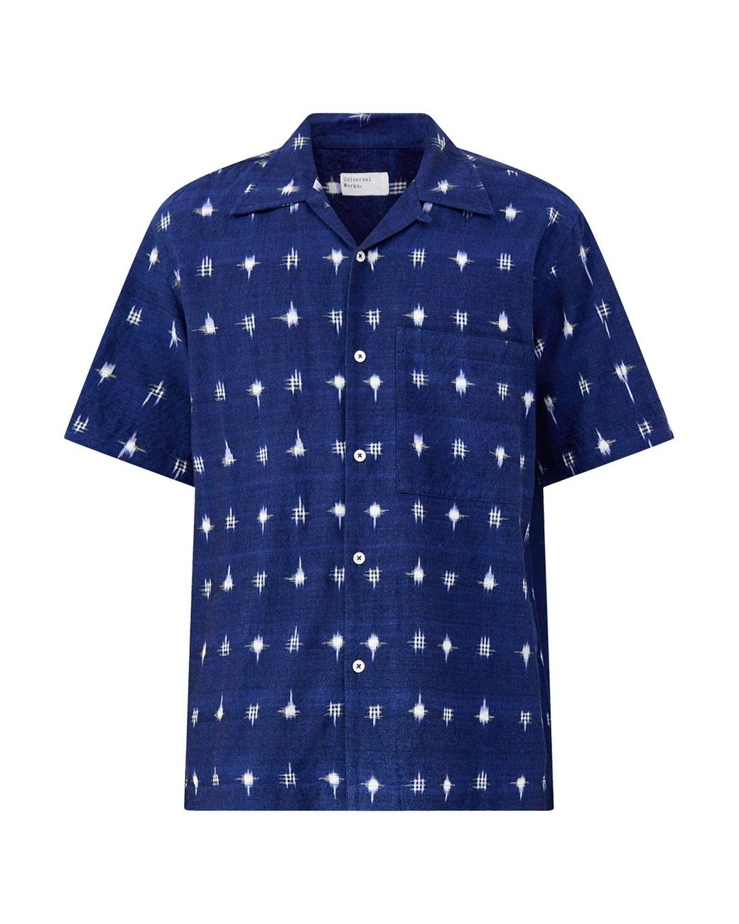 Universal Works Blue Camp Short Sleeve Shirt for men