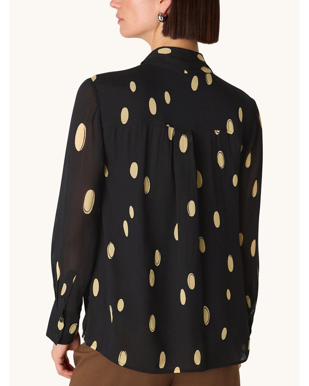 Whistles Black Abstract Spot Tie Neck Blouse