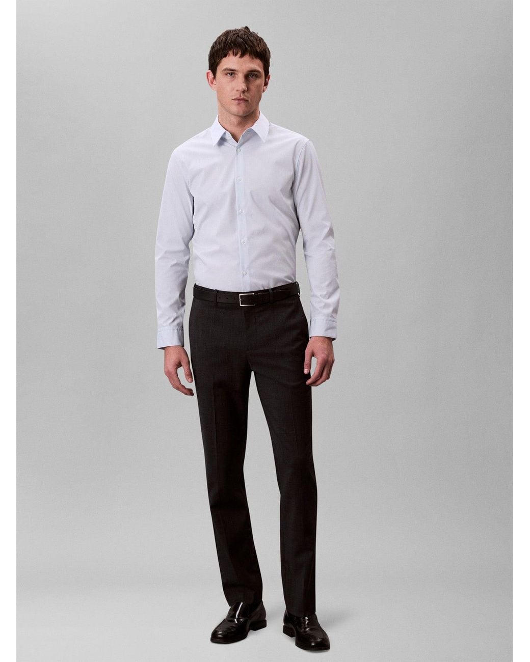 Calvin Klein White Stretch Stripe Shirt for men