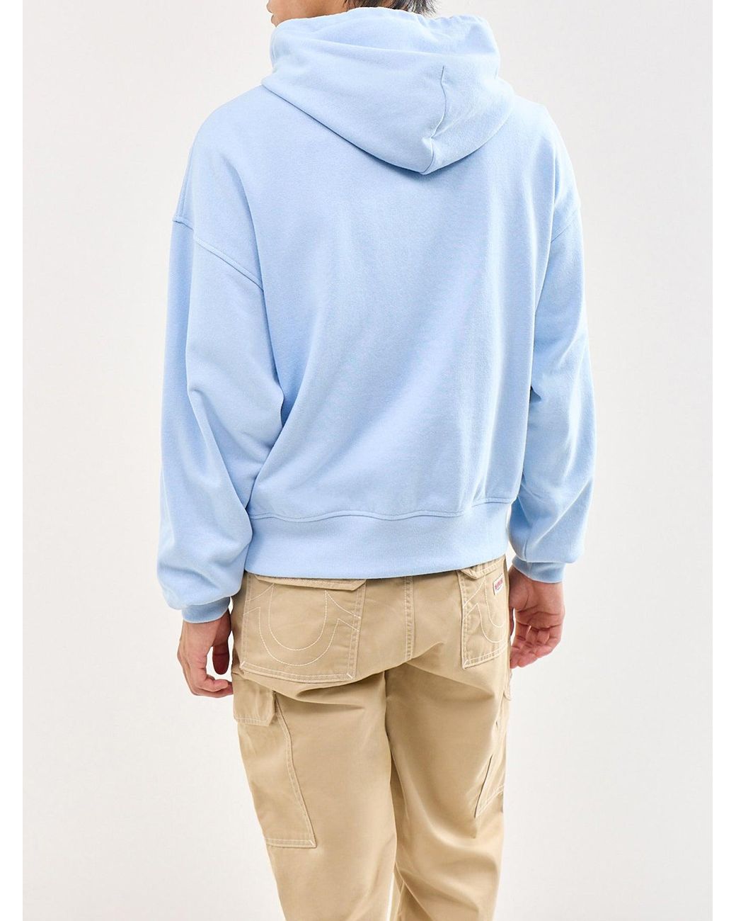 ICECREAM Blue College Applique Running Dog Popover Hoodie for men