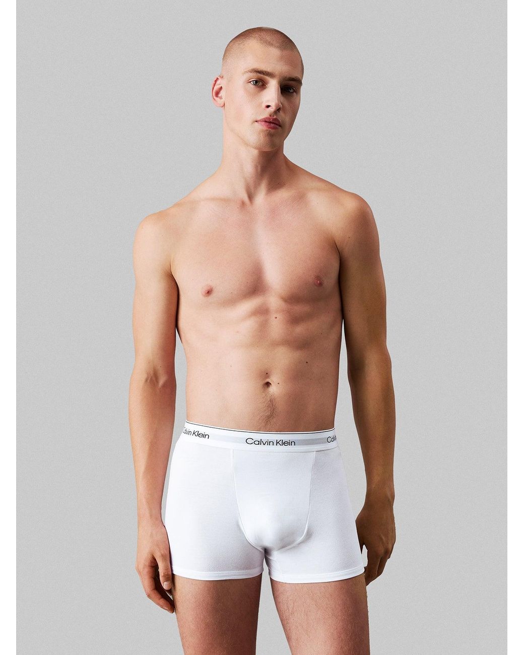 Calvin Klein White 3 Pack Icon Stretch Trunks for men