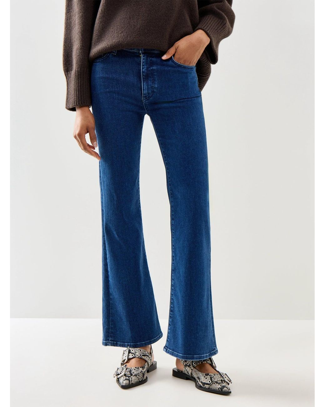 FRAME Blue The Icon Mid Rise Flare Jeans