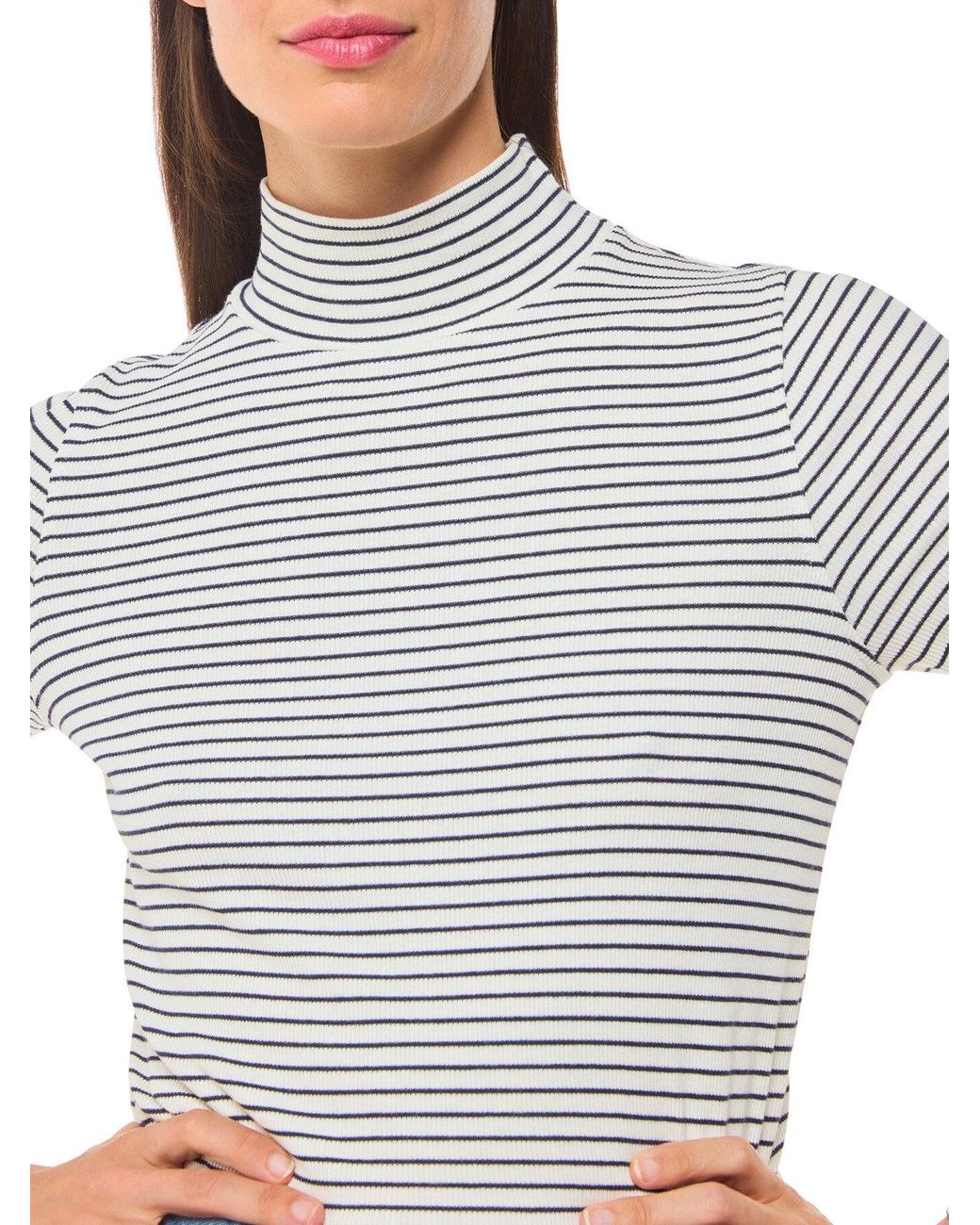 Whistles White Stripe Rib Detail Polo, Cotton