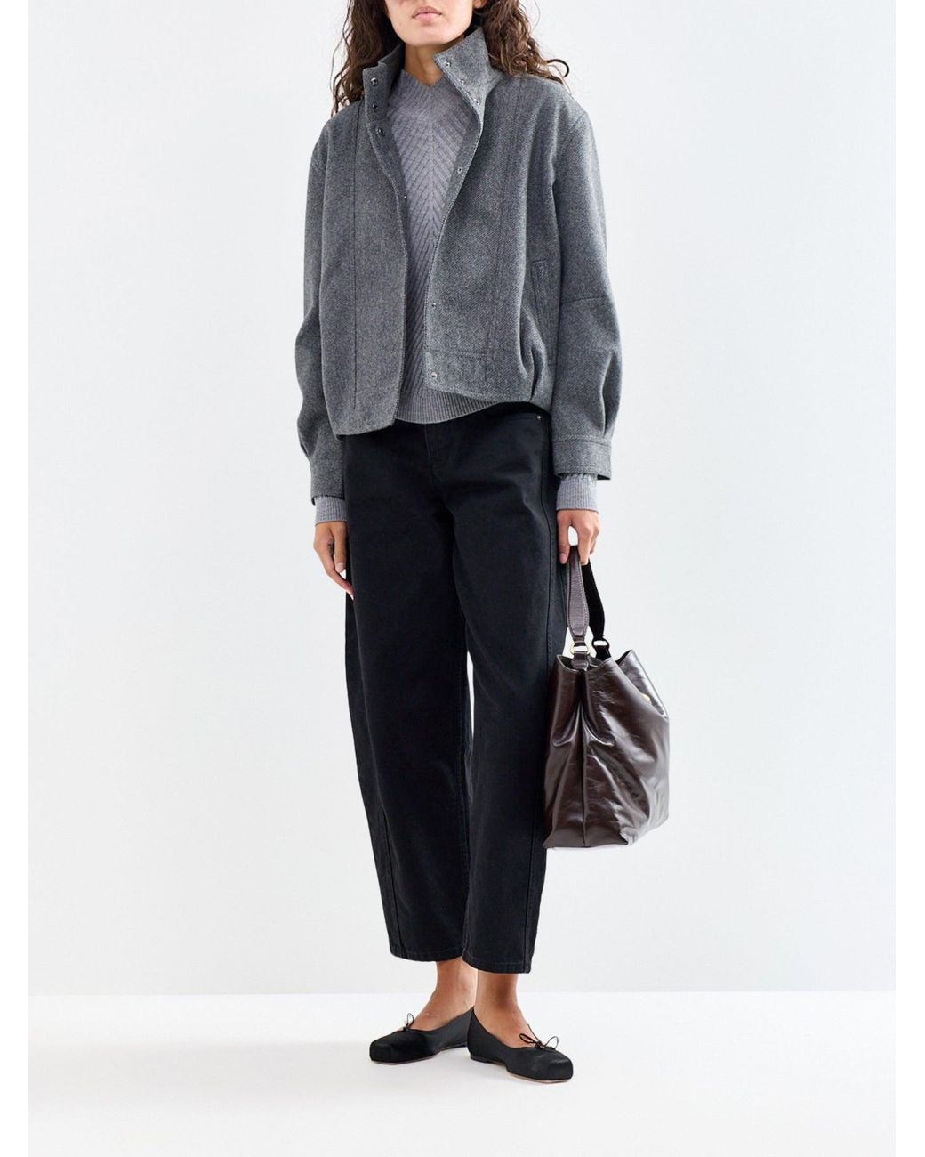 ONLY Gray High Collar Bomber Jacket