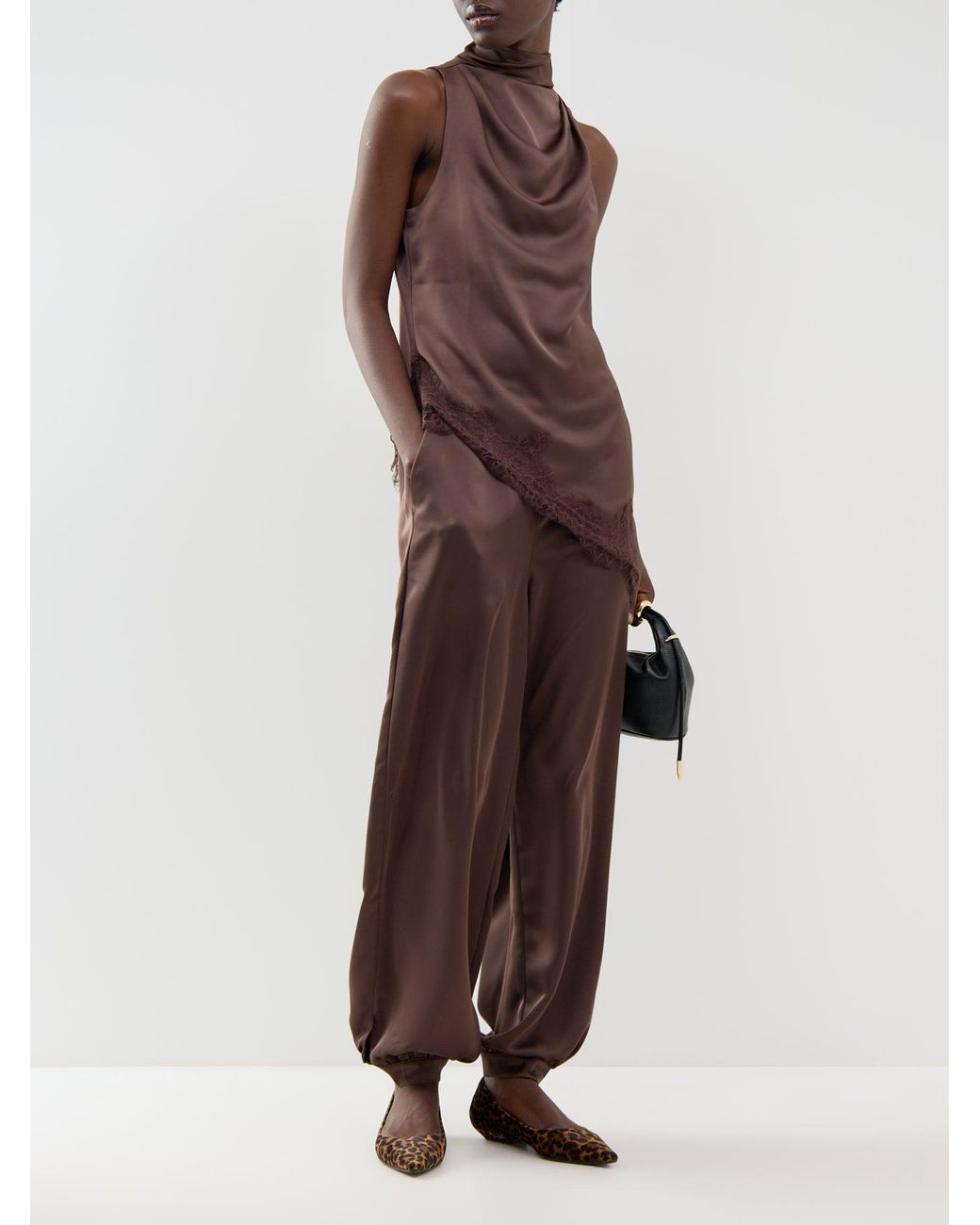 Pretty Lavish Brown Breya Balloon Trousers