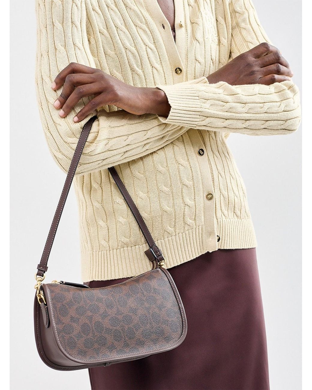 COACH Natural Waverly Signature Canvas Shoulder Bag Maple