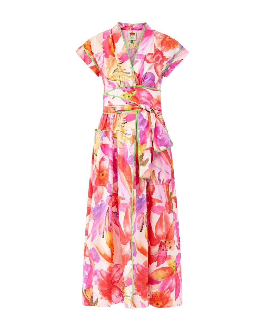 Farm Rio Red Artsy Flora Off Maxi Dress