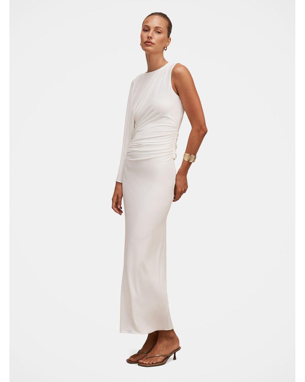 Forever New White Fleur Cape Shoulder Maxi Dress