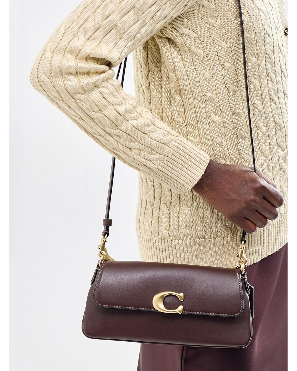 COACH Natural Jet Refined Calf Shoulder Bag Maple