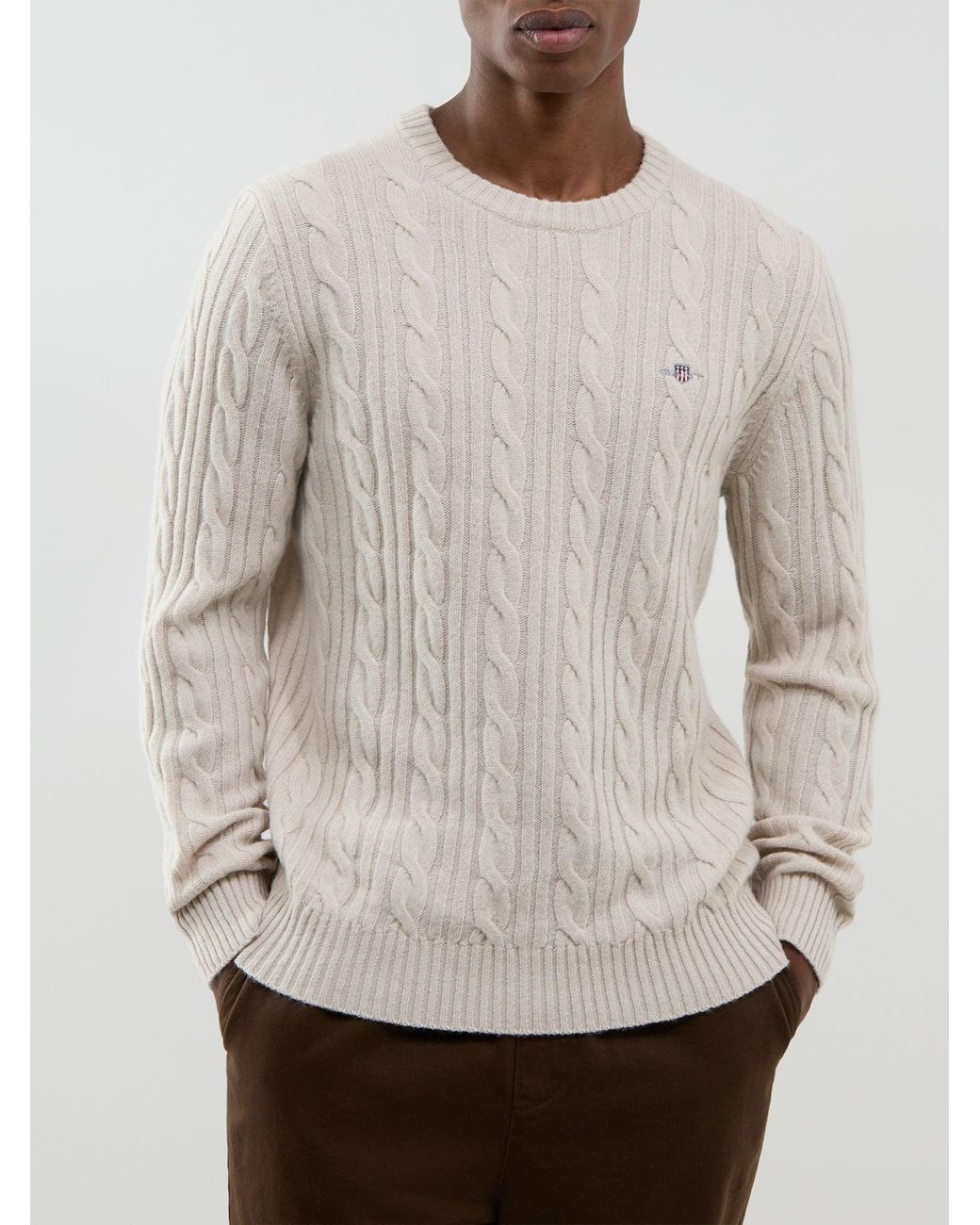 Gant Natural Cable Knit Crew Neck Jumper for men