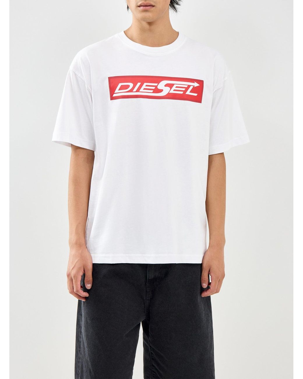 DIESEL White Big Logo T-Shirt for men