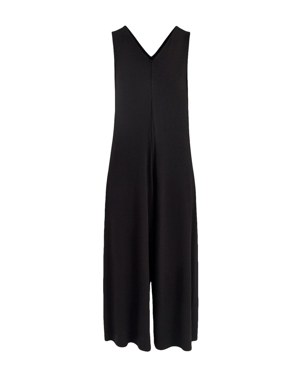 roandzo Black V-Neck Jersey Jumpsuit
