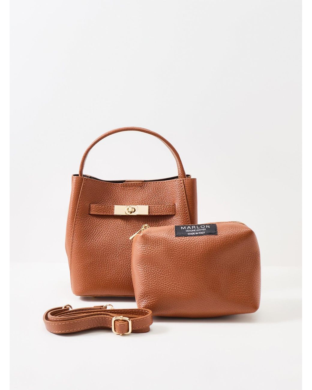 Marlon Brown Wonder Golden Lock Bucket Bag