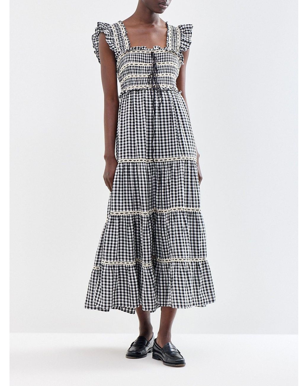 Rixo White Chandra Midi Dress Multi