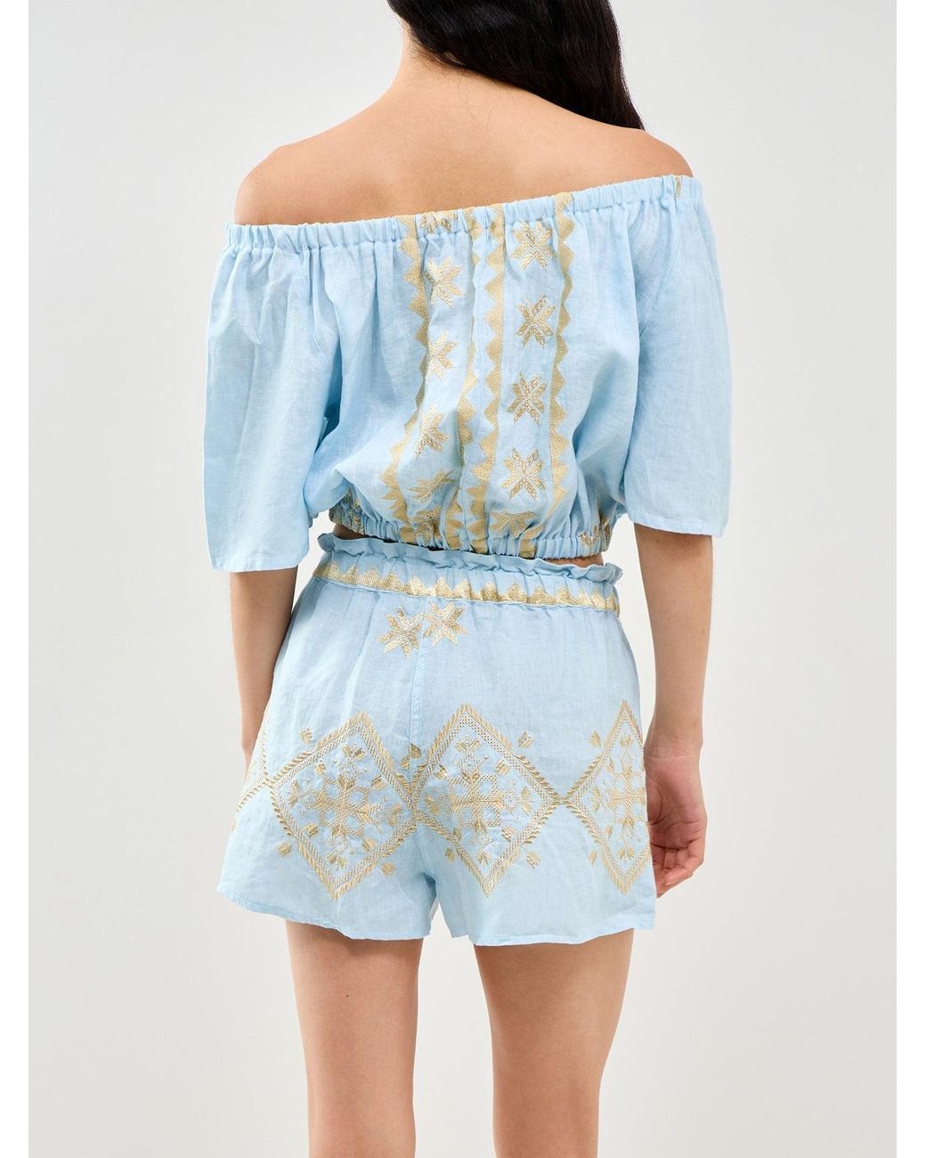 Kori Blue Lefkada Cropped Blouse