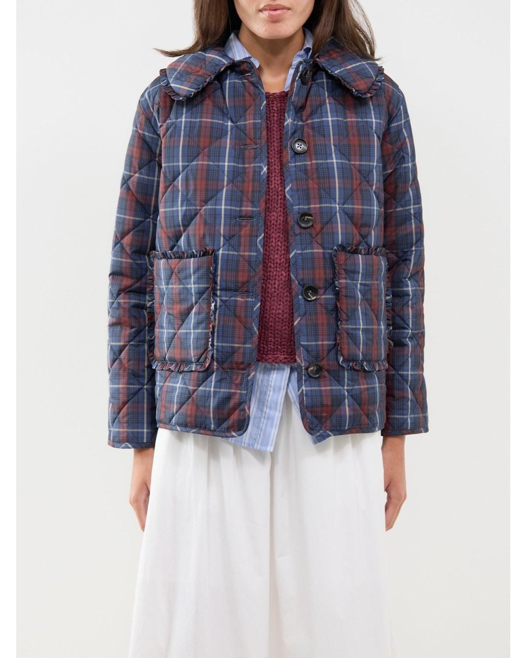 Nobody's Child Blue Oscar Frill Quilted Jacket